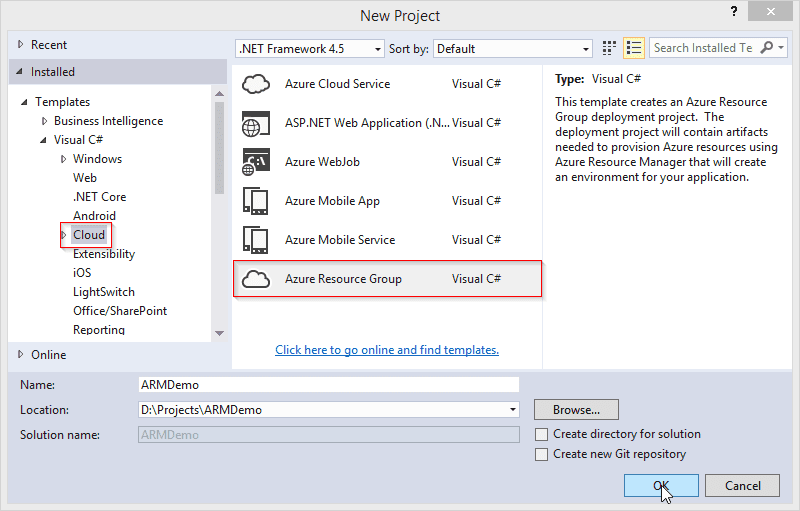 Create Resource Manager Solution