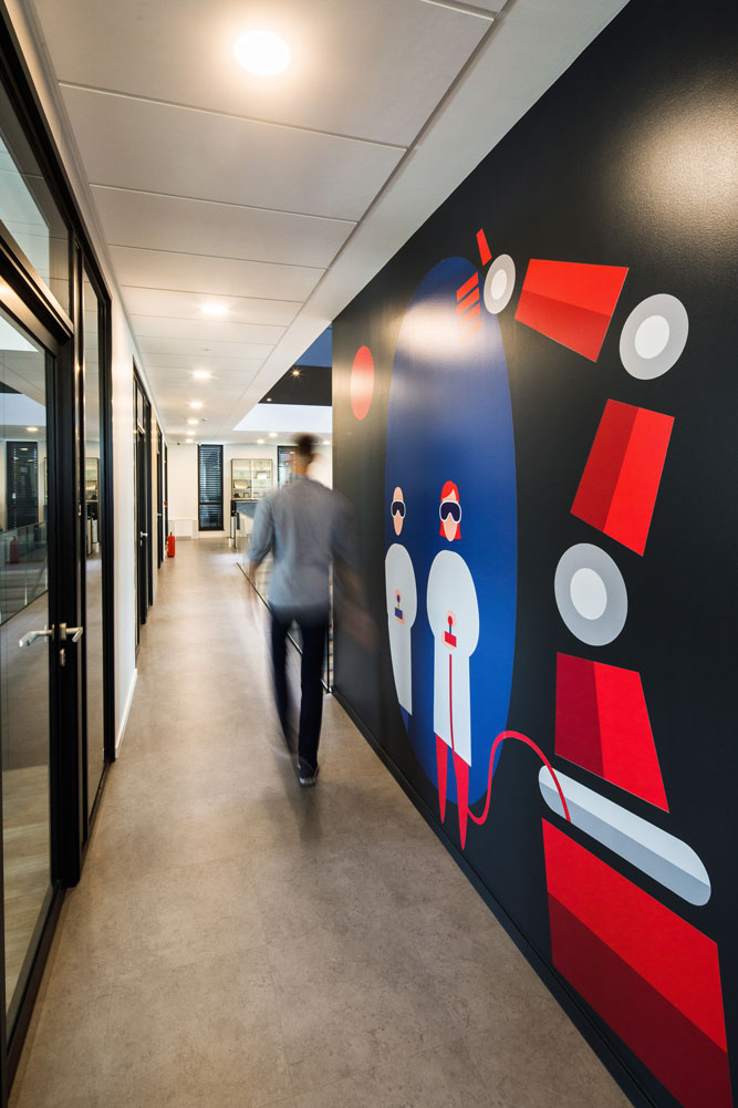 Designer walking in the building