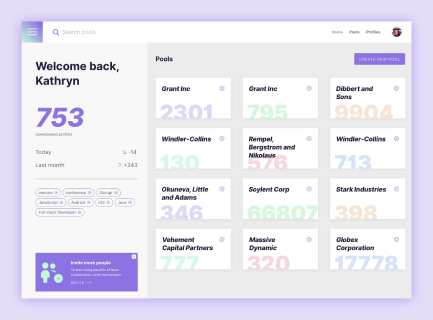 Dribbble shot Pools an UI exploration